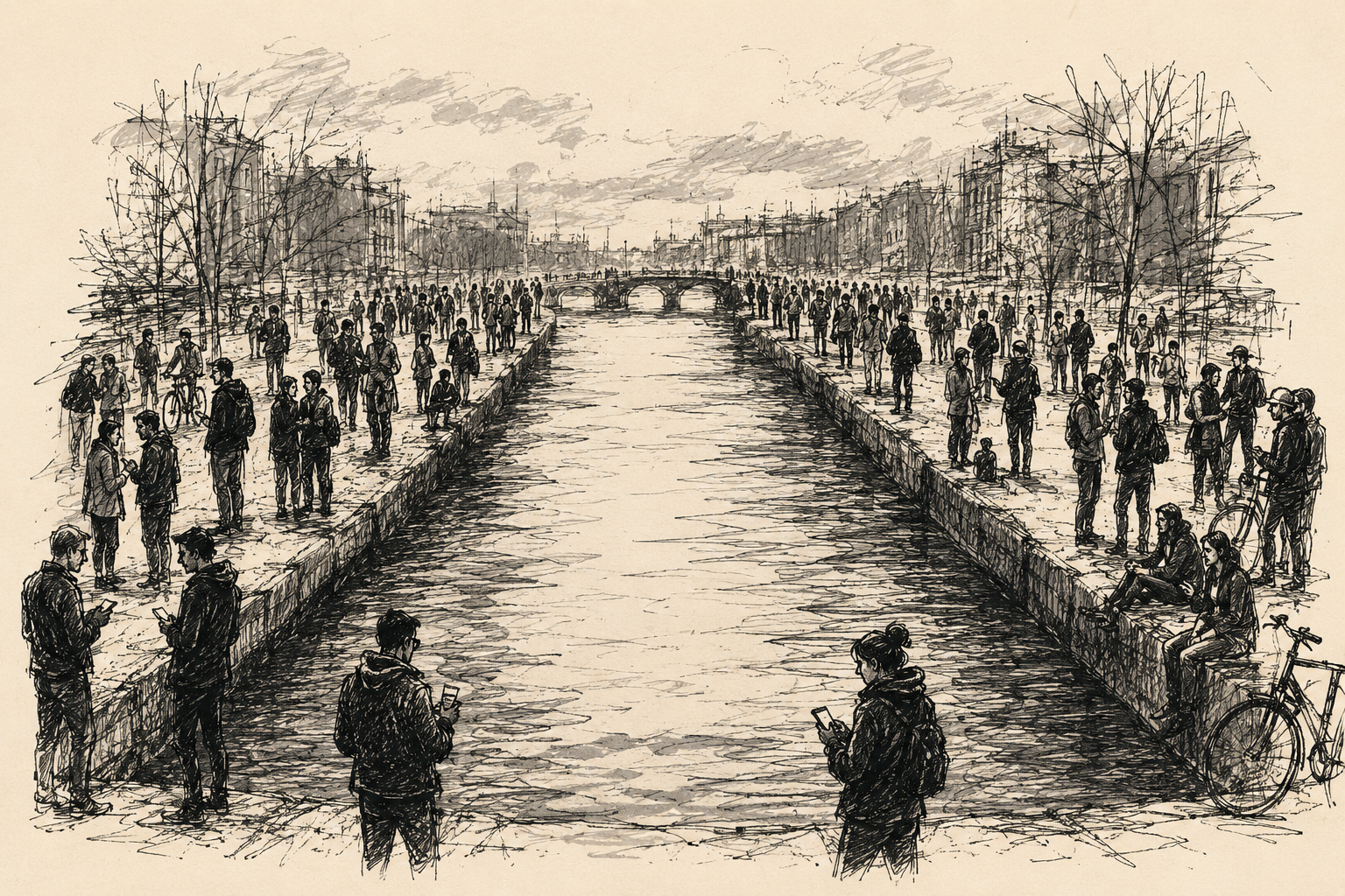 sides of the canal, not just two